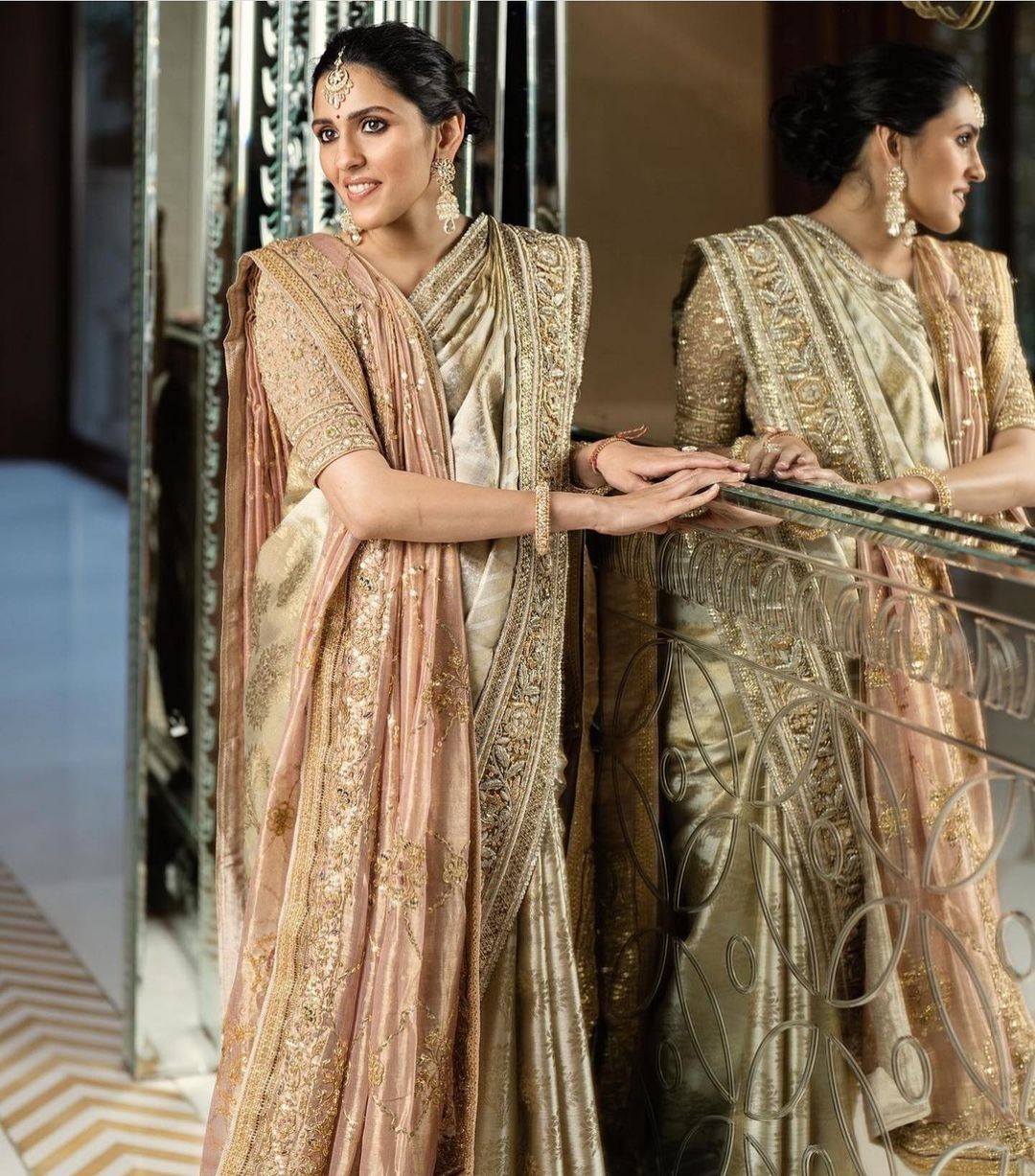Dupatta style saree drape