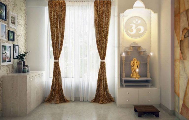 Mandir Cabinet Design With an Om Imprint