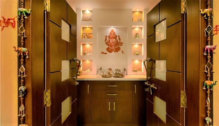 wooden pooja room door designs