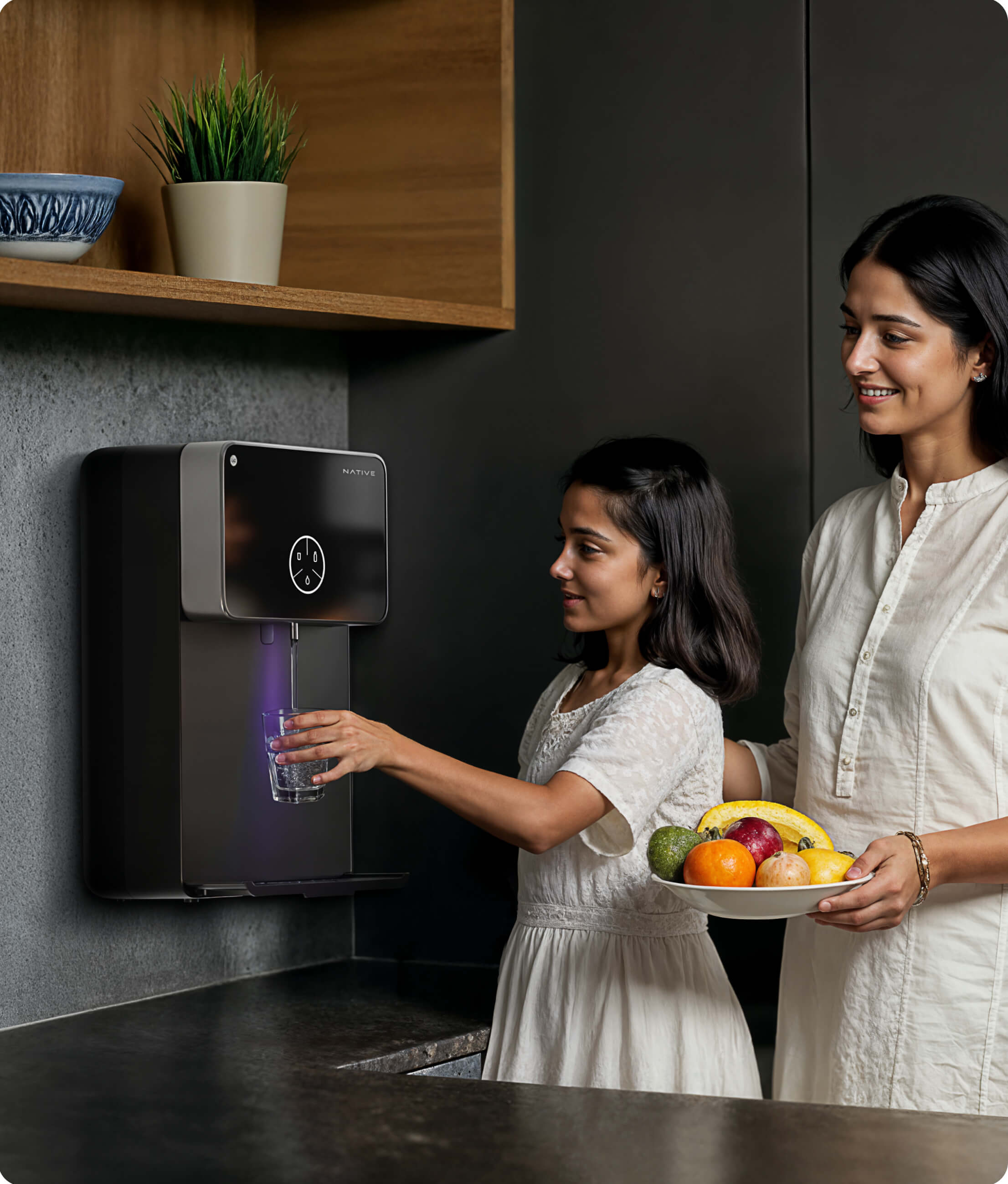 Stylish water purifier in kitchen