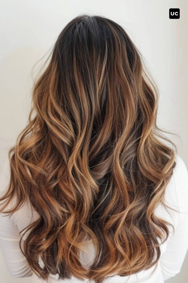 Dark blonde highlights on brown hair.