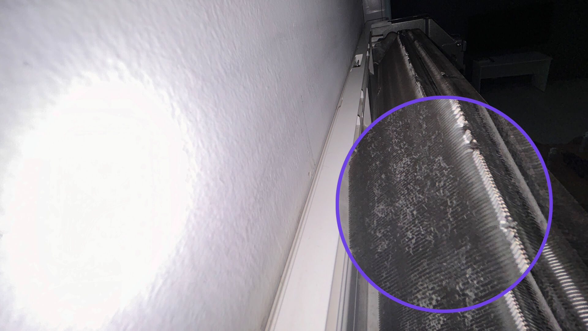 Dirt accumulated at the back of your aircon evaporator coil. By Urban Company.