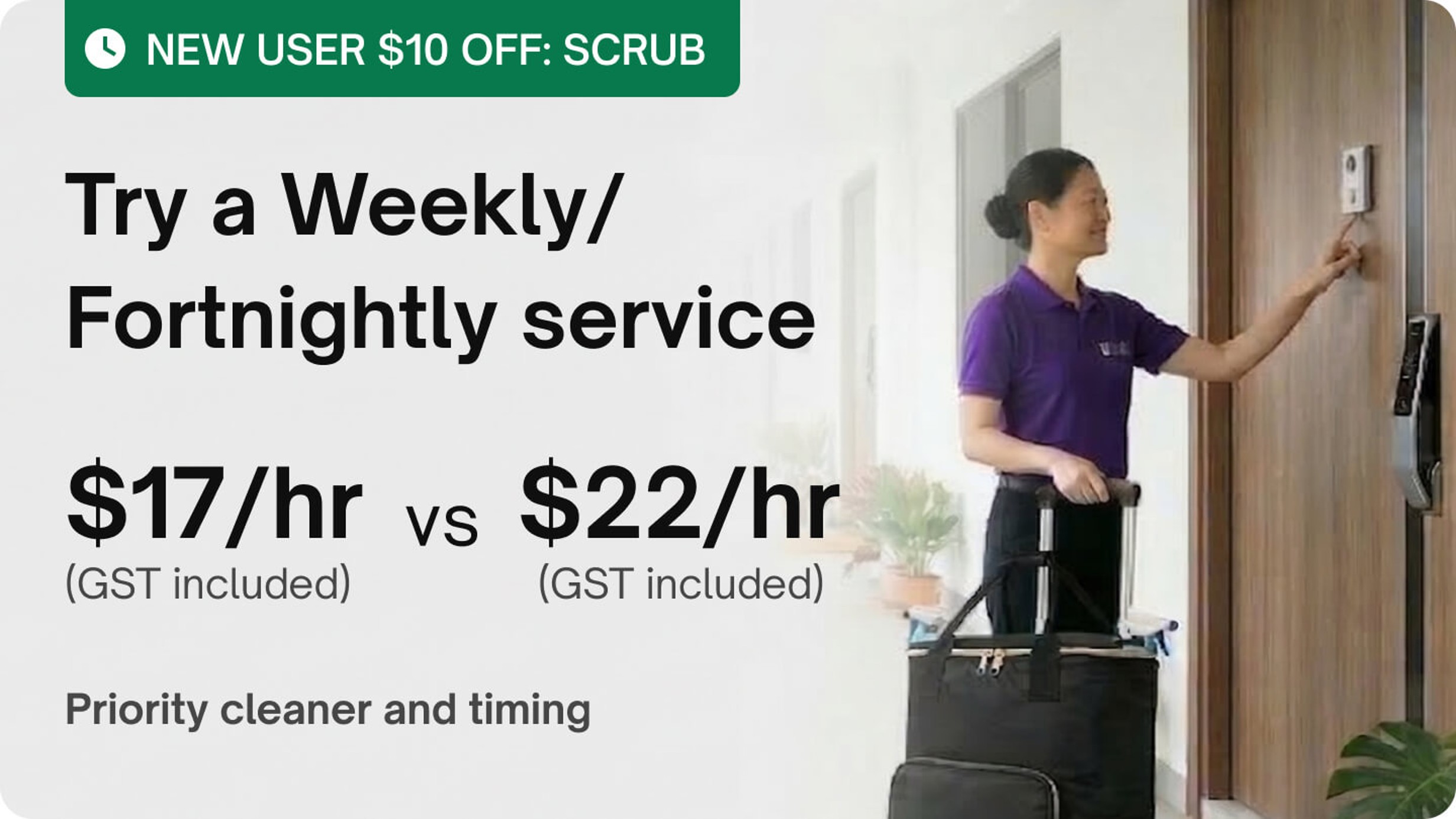Book by Hour - One-time Trial for Weekly/Fortnightly Cleaning