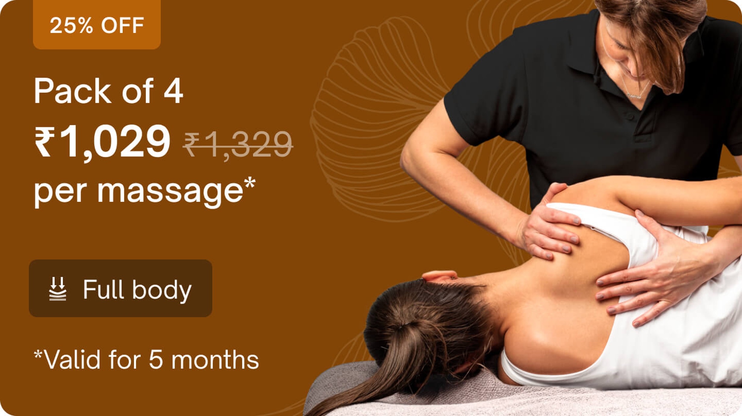 Super saver packs - 4 sessions (Mon-Sat only): Abhyangam massage