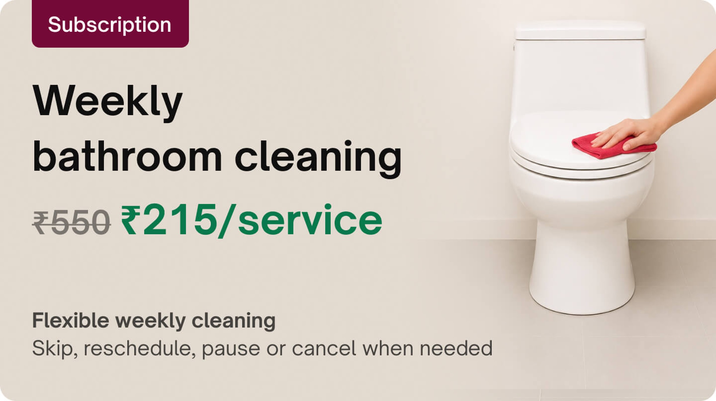 Weekly cleaning subscription - Weekly bathroom cleaning subscription