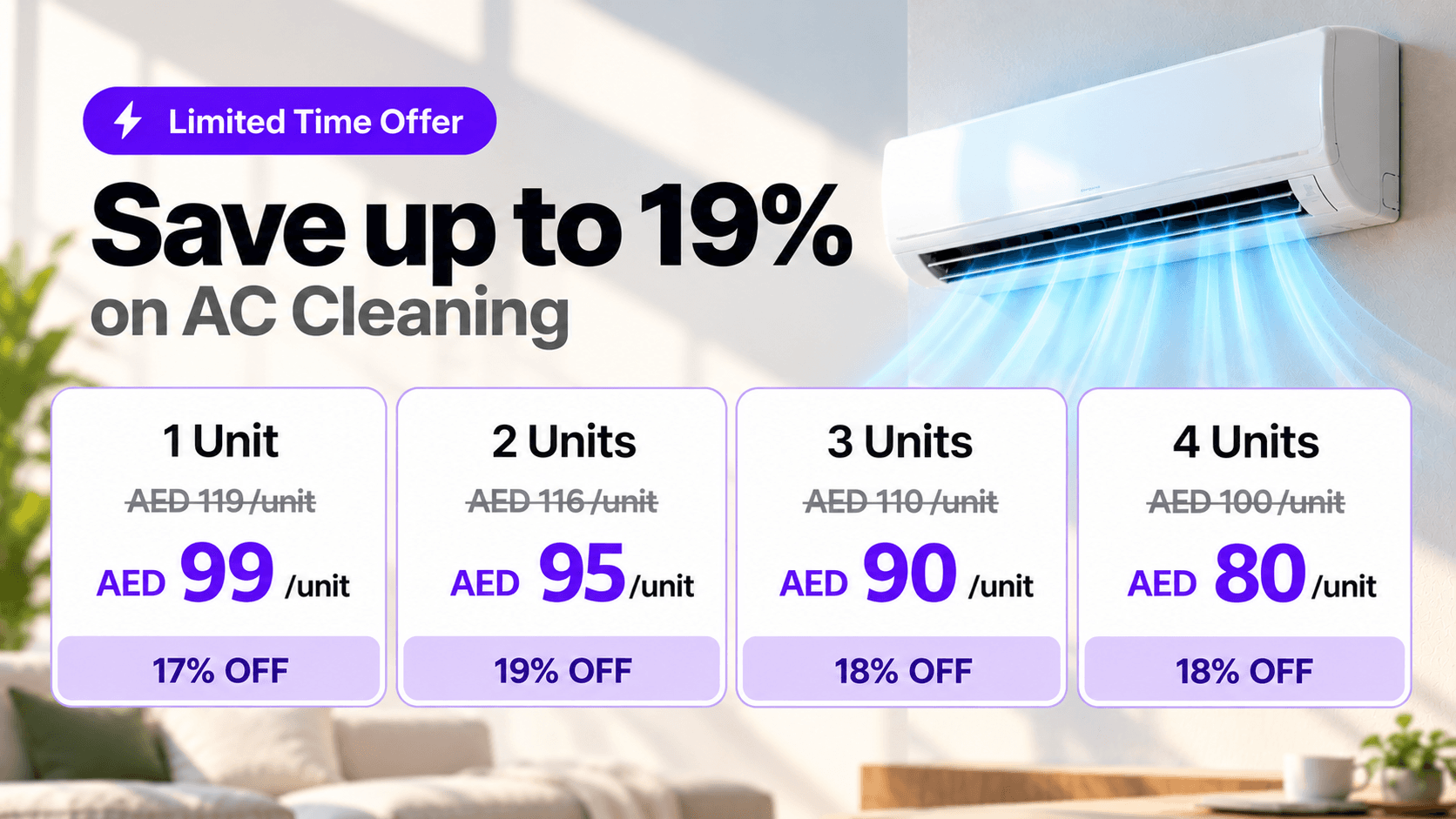 Combo Offers - Basic AC cleaning (Filter + vent) 