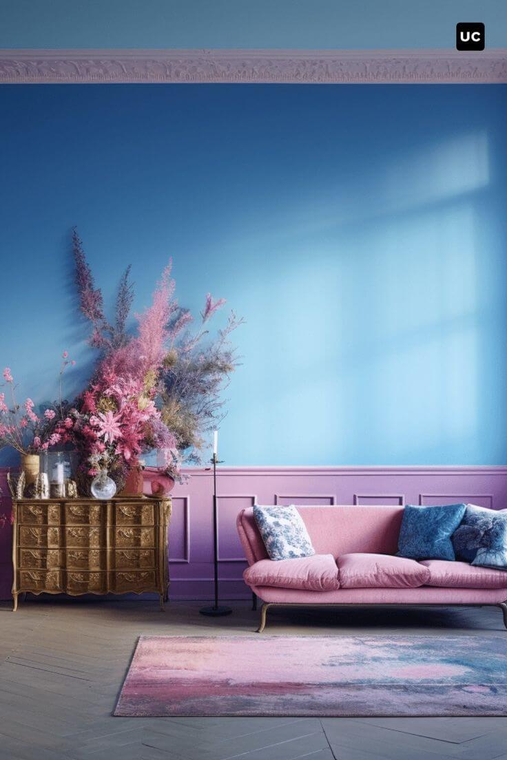 Purple and blue living room.