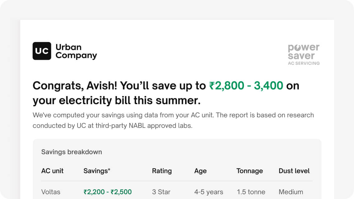 Personal energy saving report