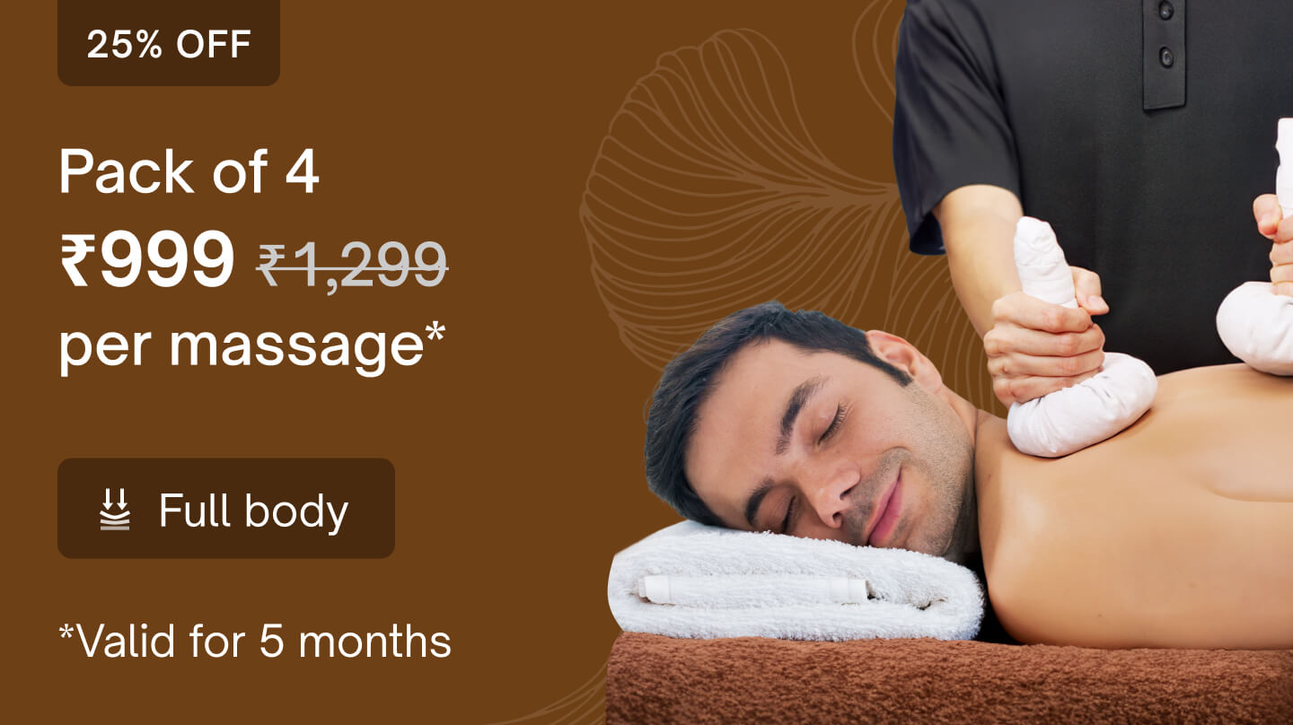 Super saver packs - 4 sessions (Mon-Sat only): Abhyangam massage