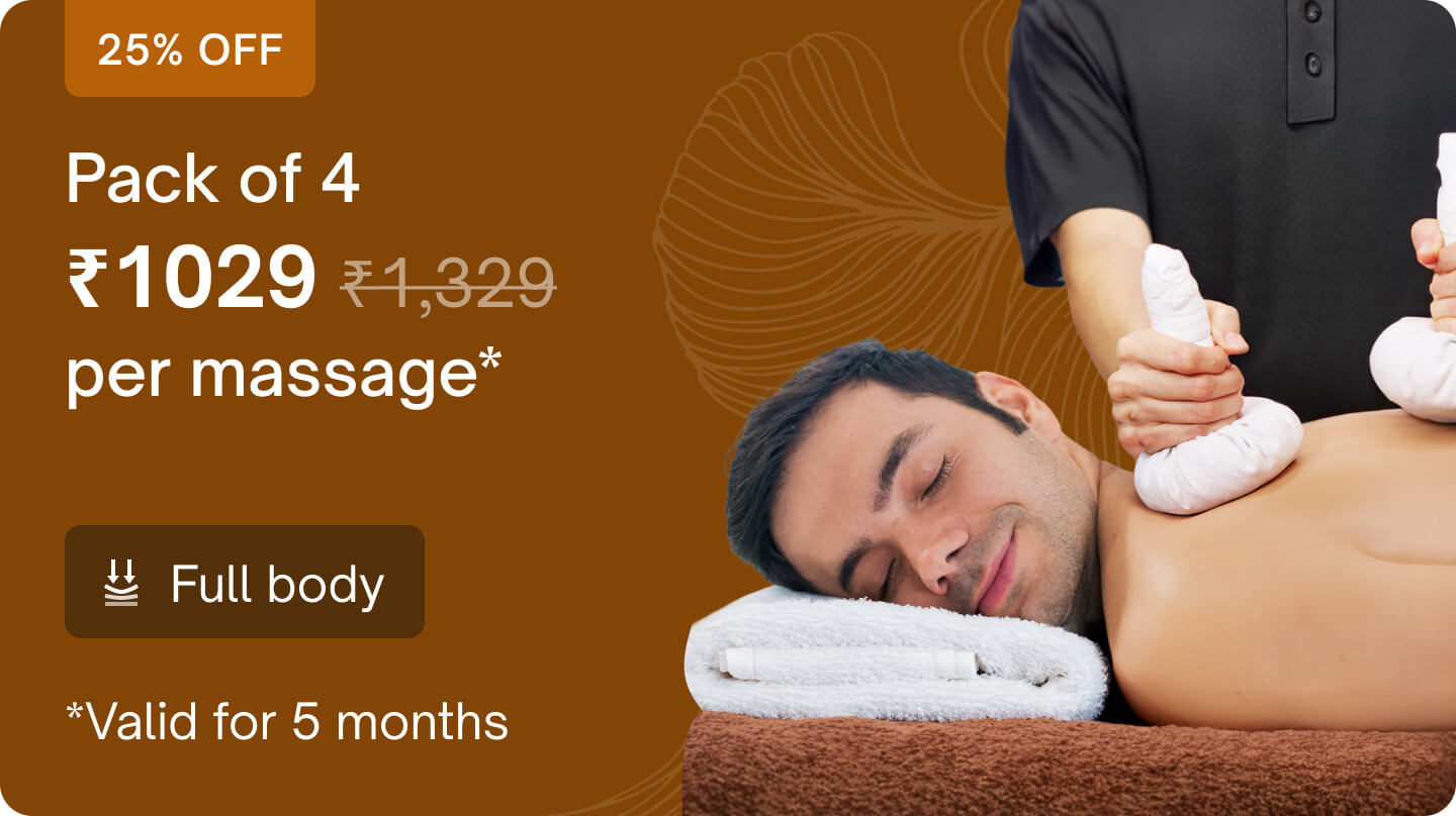 Super saver packs - 4 sessions (Mon-Sat only): Abhyangam massage