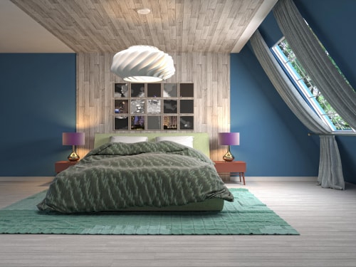 Blue + Natural Wood Tones