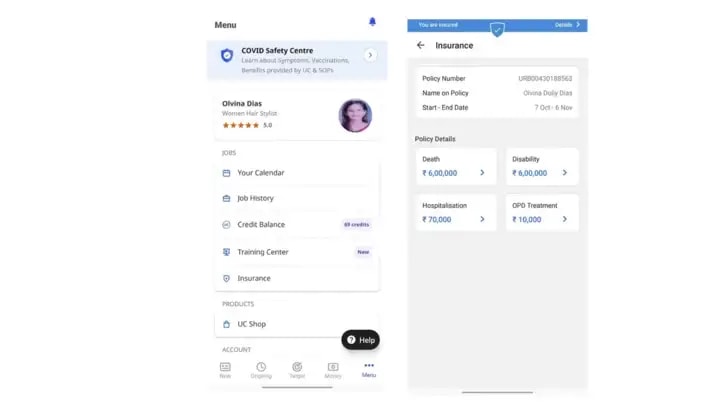 Partner App: Insurance screen