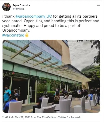 Glimpses from the vaccination drive for Urban Company partners