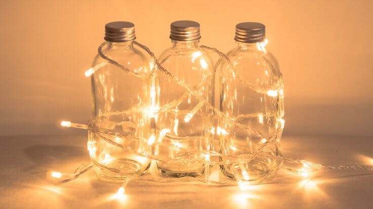fairy lights in bottles
